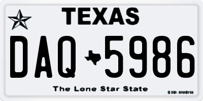 TX license plate DAQ5986