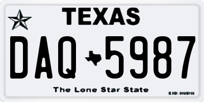 TX license plate DAQ5987