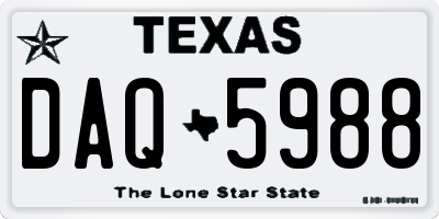 TX license plate DAQ5988