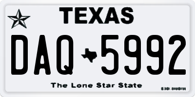 TX license plate DAQ5992