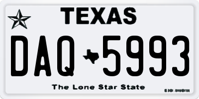 TX license plate DAQ5993