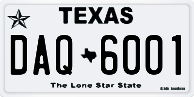 TX license plate DAQ6001