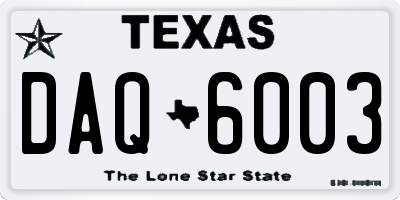 TX license plate DAQ6003