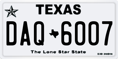 TX license plate DAQ6007