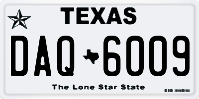 TX license plate DAQ6009