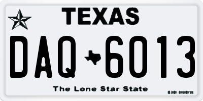 TX license plate DAQ6013