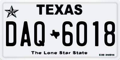 TX license plate DAQ6018