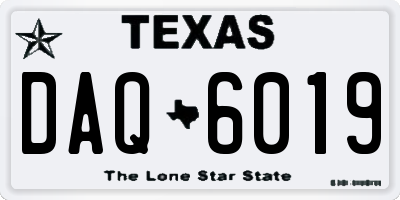 TX license plate DAQ6019