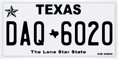 TX license plate DAQ6020