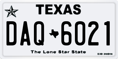 TX license plate DAQ6021