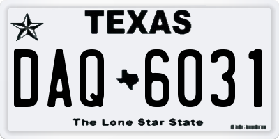 TX license plate DAQ6031