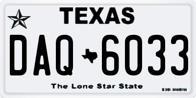 TX license plate DAQ6033