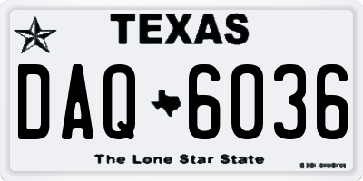TX license plate DAQ6036