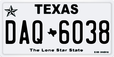 TX license plate DAQ6038