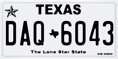 TX license plate DAQ6043