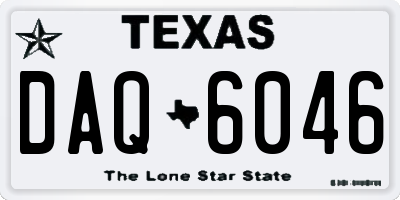TX license plate DAQ6046