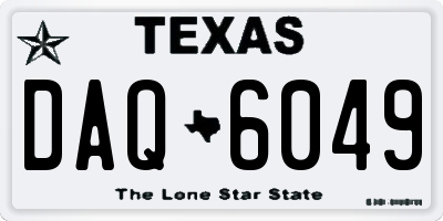 TX license plate DAQ6049