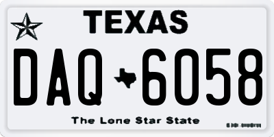 TX license plate DAQ6058