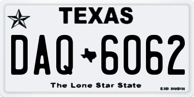 TX license plate DAQ6062