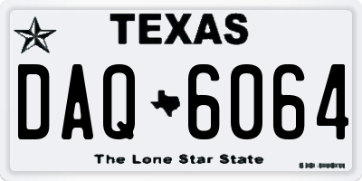 TX license plate DAQ6064