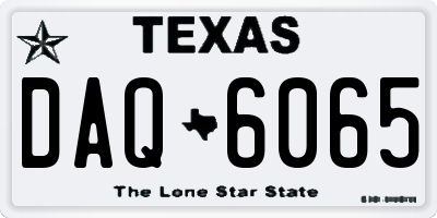 TX license plate DAQ6065