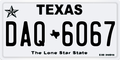 TX license plate DAQ6067