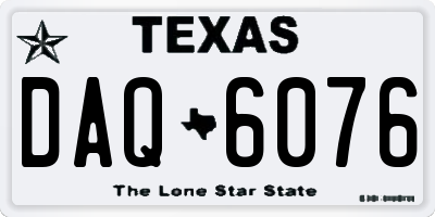 TX license plate DAQ6076