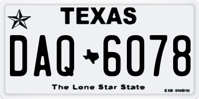 TX license plate DAQ6078