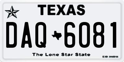 TX license plate DAQ6081