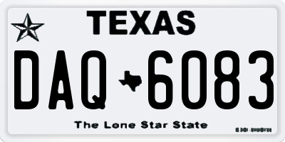 TX license plate DAQ6083