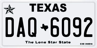 TX license plate DAQ6092