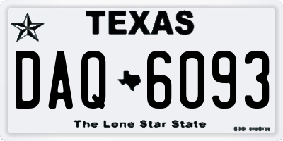 TX license plate DAQ6093