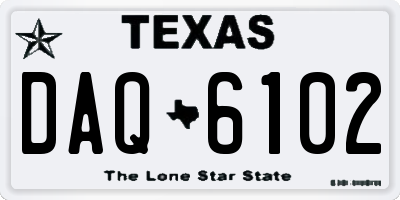 TX license plate DAQ6102