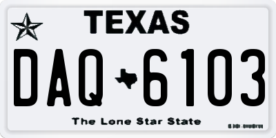 TX license plate DAQ6103