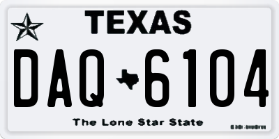 TX license plate DAQ6104