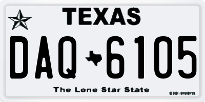 TX license plate DAQ6105