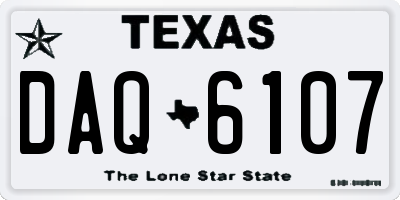TX license plate DAQ6107
