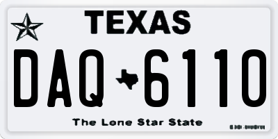 TX license plate DAQ6110