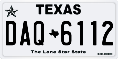 TX license plate DAQ6112