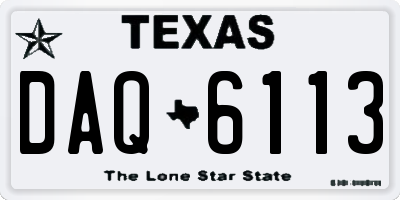 TX license plate DAQ6113