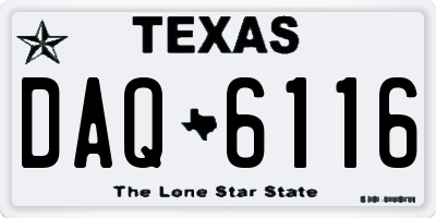TX license plate DAQ6116