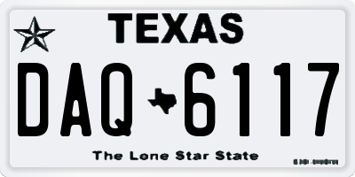 TX license plate DAQ6117