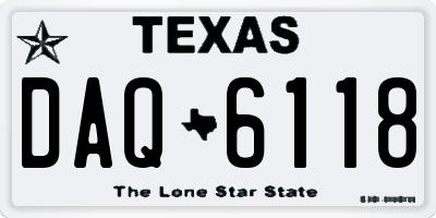 TX license plate DAQ6118