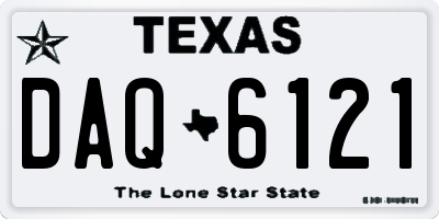 TX license plate DAQ6121