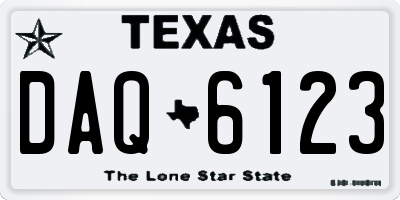 TX license plate DAQ6123
