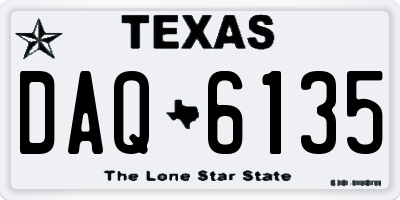 TX license plate DAQ6135