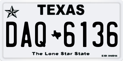 TX license plate DAQ6136