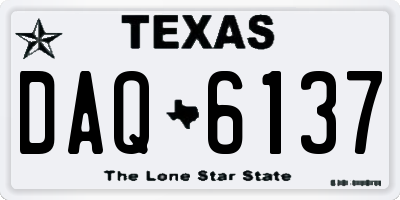 TX license plate DAQ6137