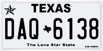 TX license plate DAQ6138