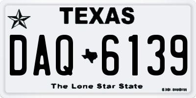 TX license plate DAQ6139
